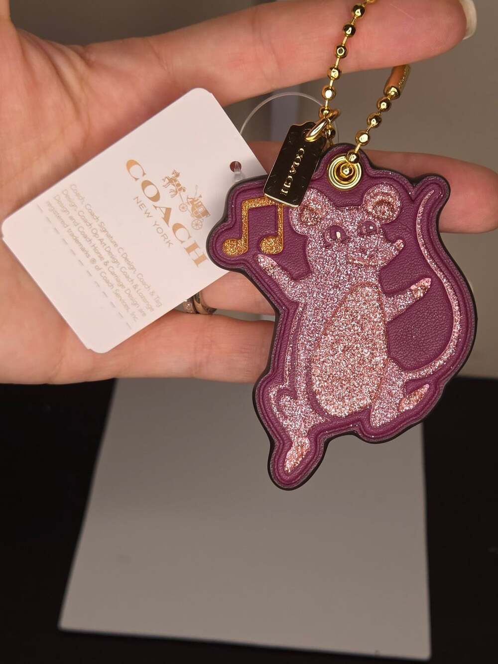 Coach Dark Berry Glitter Party Mouse Bag Charm